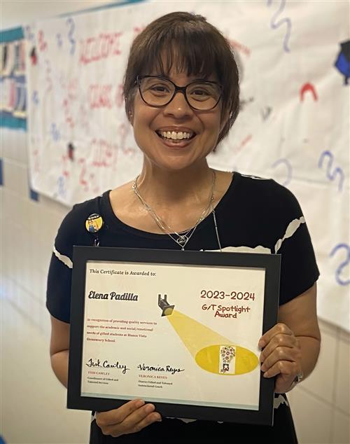 Elena Padilla, BVES spotlight award recipient 